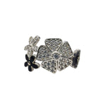 Inel pentru Dama Argint 925, Jolie, Model Trifoi cu Email Negru, 4.9 g, Marimea 56, Argintiu/Negru