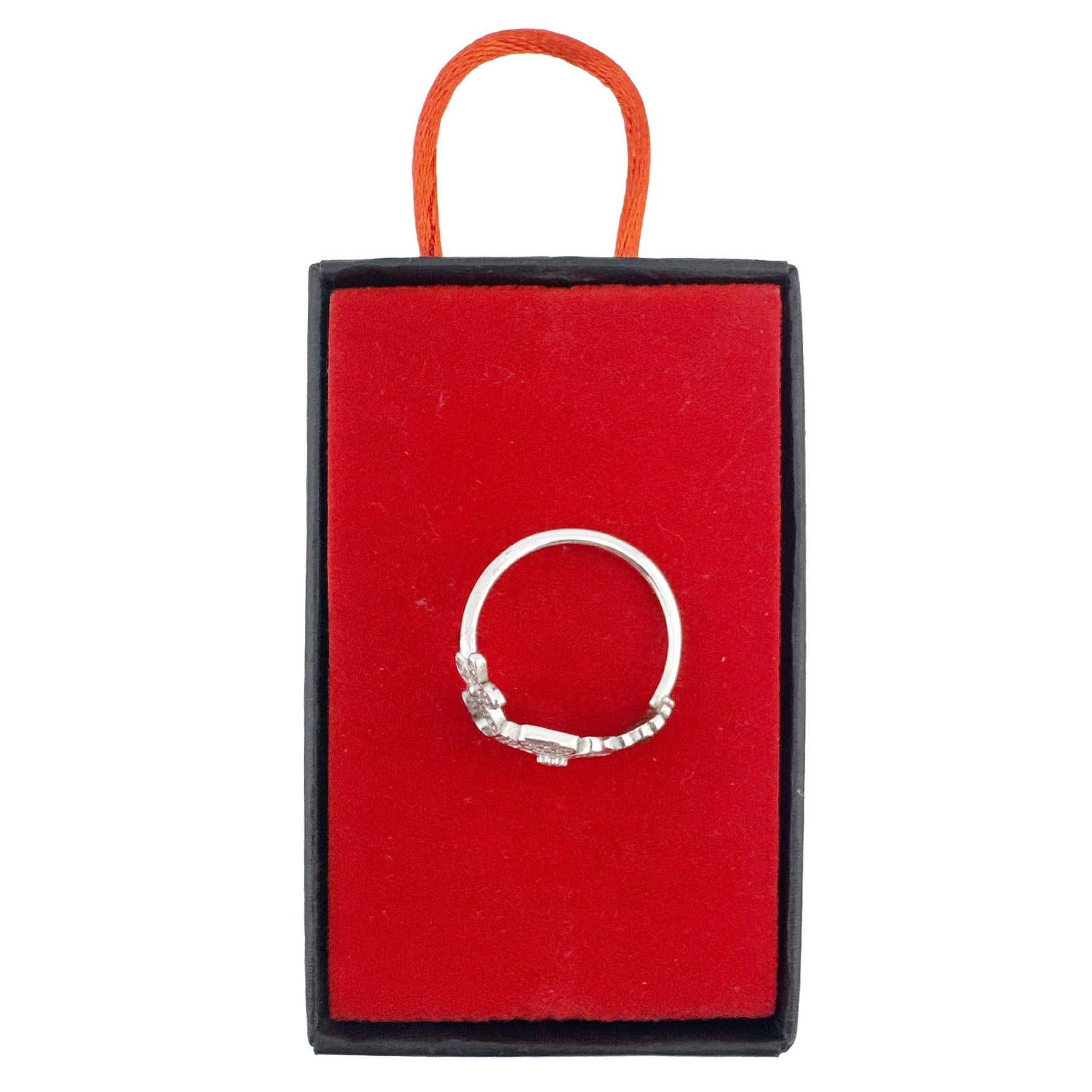 Inel pentru Dama Argint 925, Jolie, Model Trifoi cu Email Negru, 4.9 g, Marimea 57, Argintiu/Negru