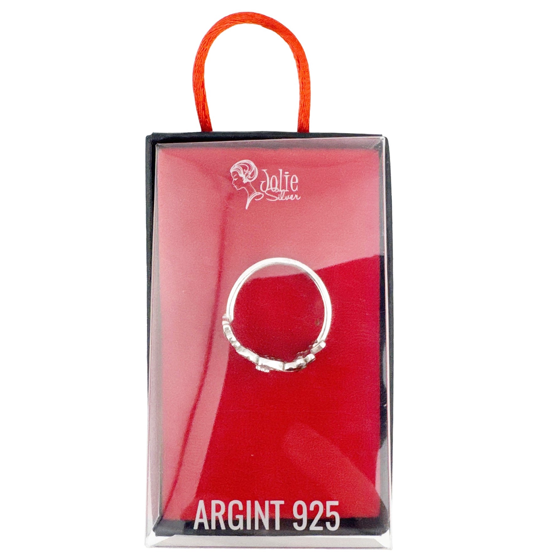 Inel pentru Dama Argint 925, Jolie, Model Trifoi cu Email Negru, 4.9 g, Marimea 58, Argintiu/Negru