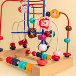 Jucarie din Lemn Montessori, Flippy, Labirint Motricitate cu Abac si Animalute, Rollercoaster pentru Copii, Educativ,