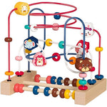 Jucarie din Lemn Montessori, Flippy, Labirint Motricitate cu Abac si Animalute, Rollercoaster pentru Copii, Educativ,