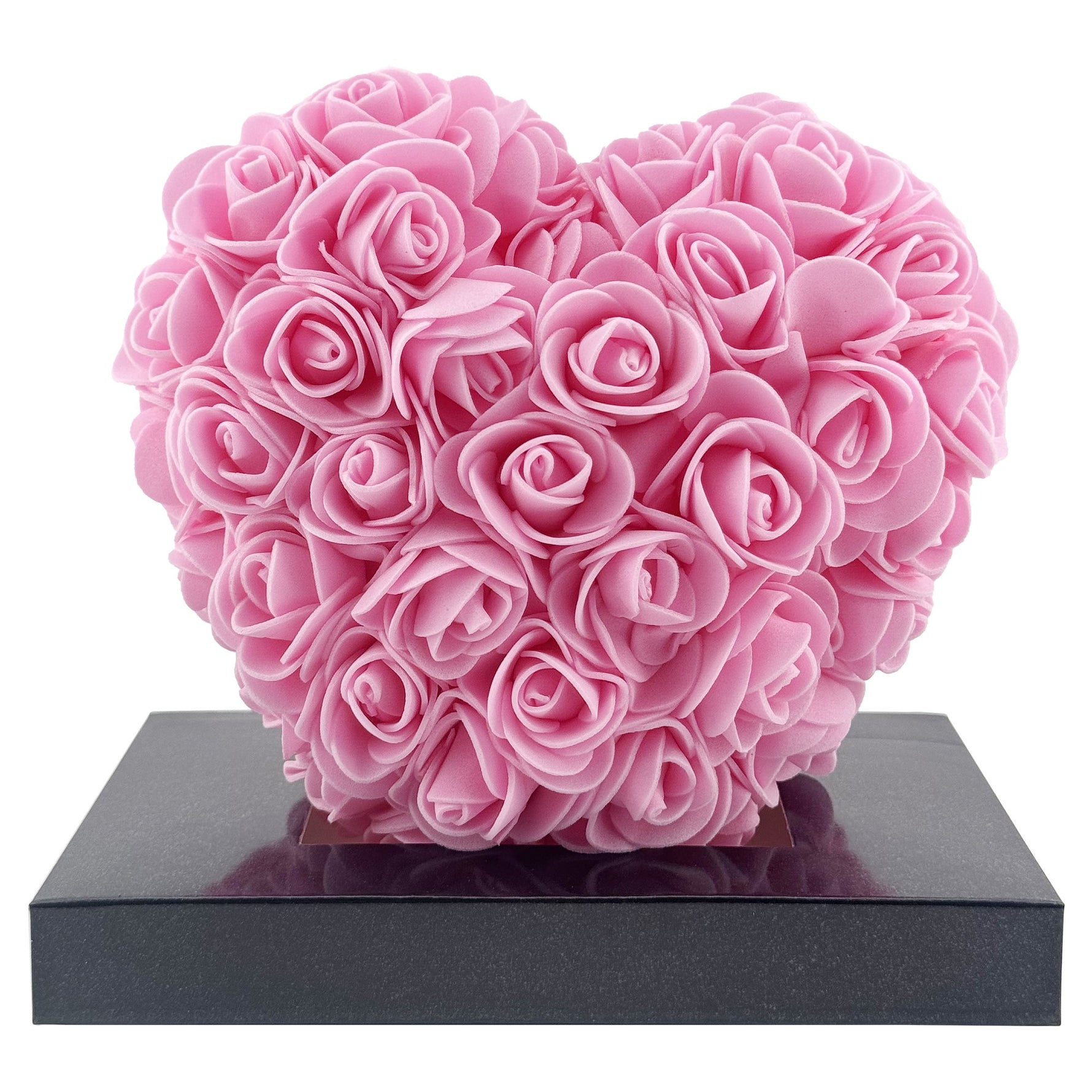 Inima din Flori, Flippy, Inimioara din Trandafiri de Spuma, Inima 15 x 15 x 9 cm / Cutia Trasparenta 16 x 15 x 10 cm,