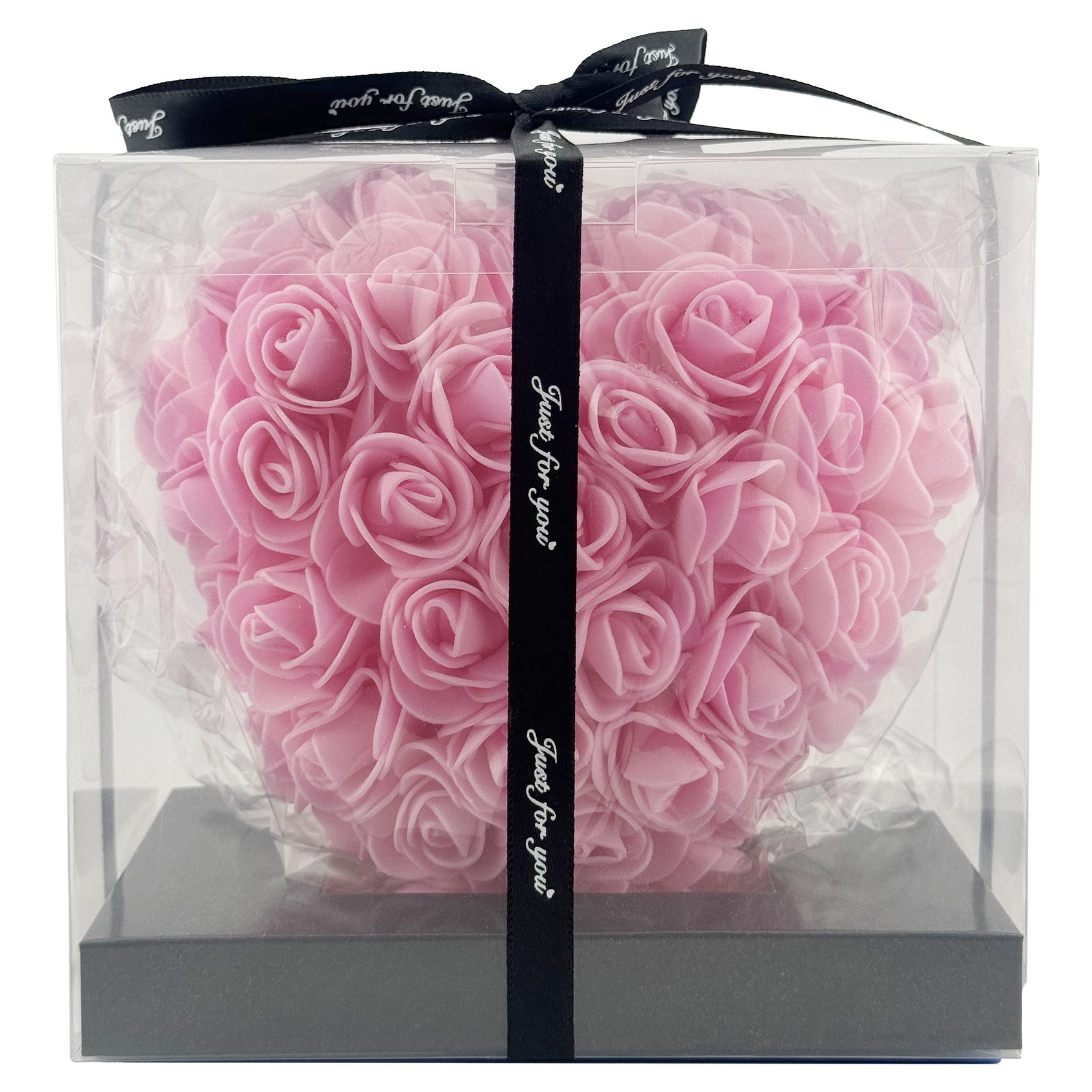 Inima din Flori, Flippy, Inimioara din Trandafiri de Spuma, Inima 15 x 15 x 9 cm / Cutia Trasparenta 16 x 15 x 10 cm,