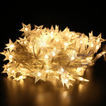 Instalatie Craciun, 1.5 metri, 10 LED-uri cu Ornament tip Stea, Alb Cald, USB lung, fir cupru, liniar,