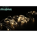 Instalatie Craciun, Liniara, 1 m, Baterii, 10 LED-uri, Alb Cald, Fir Cupru, Interior/Exterior, Flippy