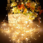Instalatie Craciun, 1 metru, 10 LED-uri, Alb Cald, cu baterii, fir cupru, liniar, interior/exterior, Flippy