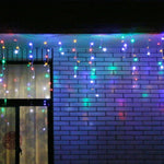 Instalatie Craciun, 10 m, 286 Led-uri ,Franjuri, Rosu / Verde/ Albastru, Flash, Transformator, Interconectabila,