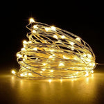 Instalatie Craciun, 10 metri, 100 LED-uri, alb cald, telecomanda 8 functii, USB, fir cupru, liniar, interior/exterior,