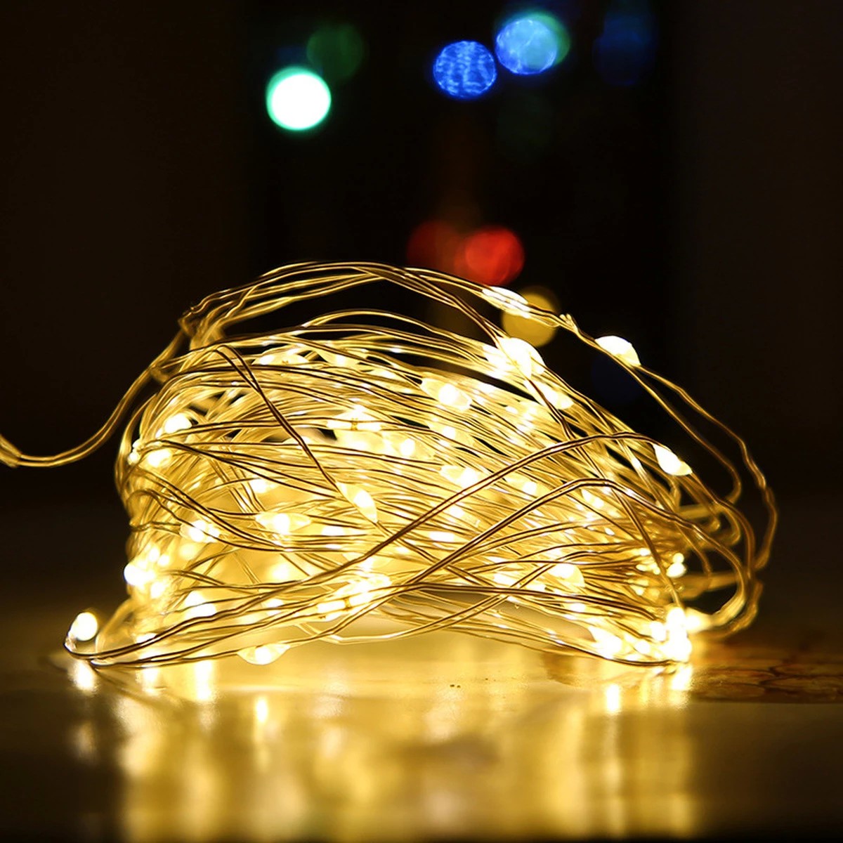 Instalatie de Craciun, Flippy, Decoratiune de Craciun, 100 Beculete LED, cu Baterii si Telecomanda, cu 8 Functii,