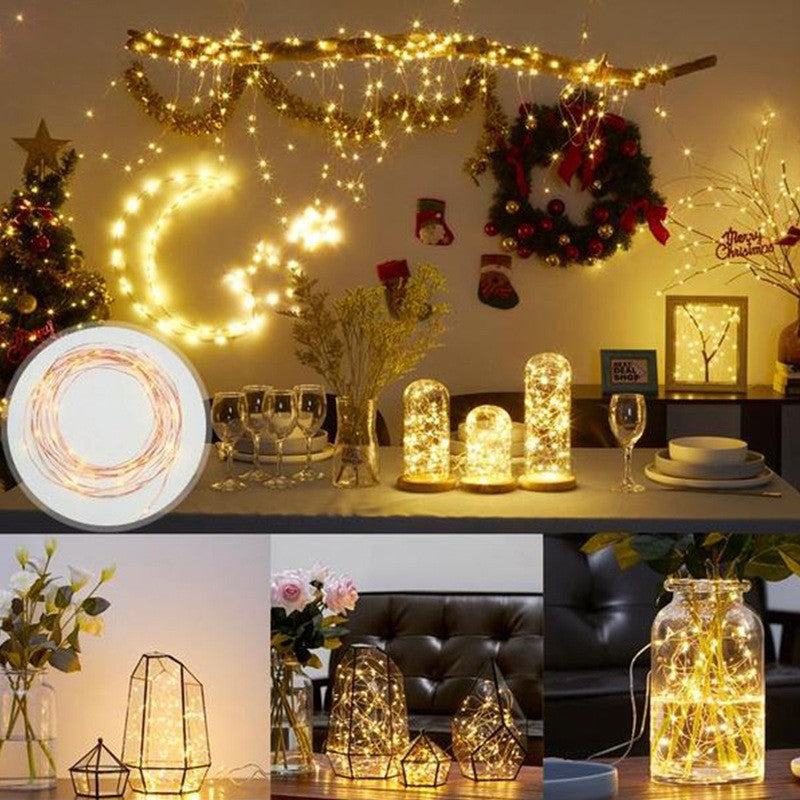 Instalatie de Craciun, Flippy, Decoratiune de Craciun, 100 Beculete LED, cu Baterii si Telecomanda, cu 8 Functii,