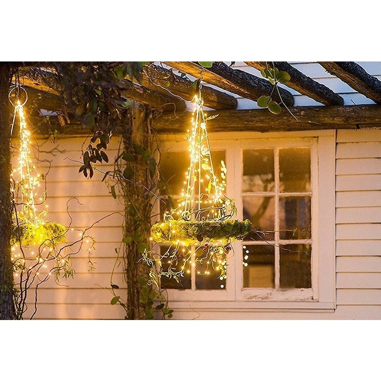 Instalatie Craciun, 100 LED-uri, 12 metri, pentru exterior cu incarcare solara, alb cald, Flippy