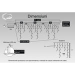 Instalatie Craciun, 11 m, 360 Led-uri ,Franjuri, Alb rece, Flash, Transformator cu telecomanda, Interconectabila,
