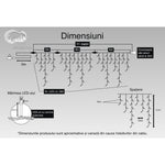 Instalatie Craciun, 11 m, 360 Led-uri ,Franjuri, Alb rece, Flash, Transformator, Interconectabila, Prelungitor 3 m