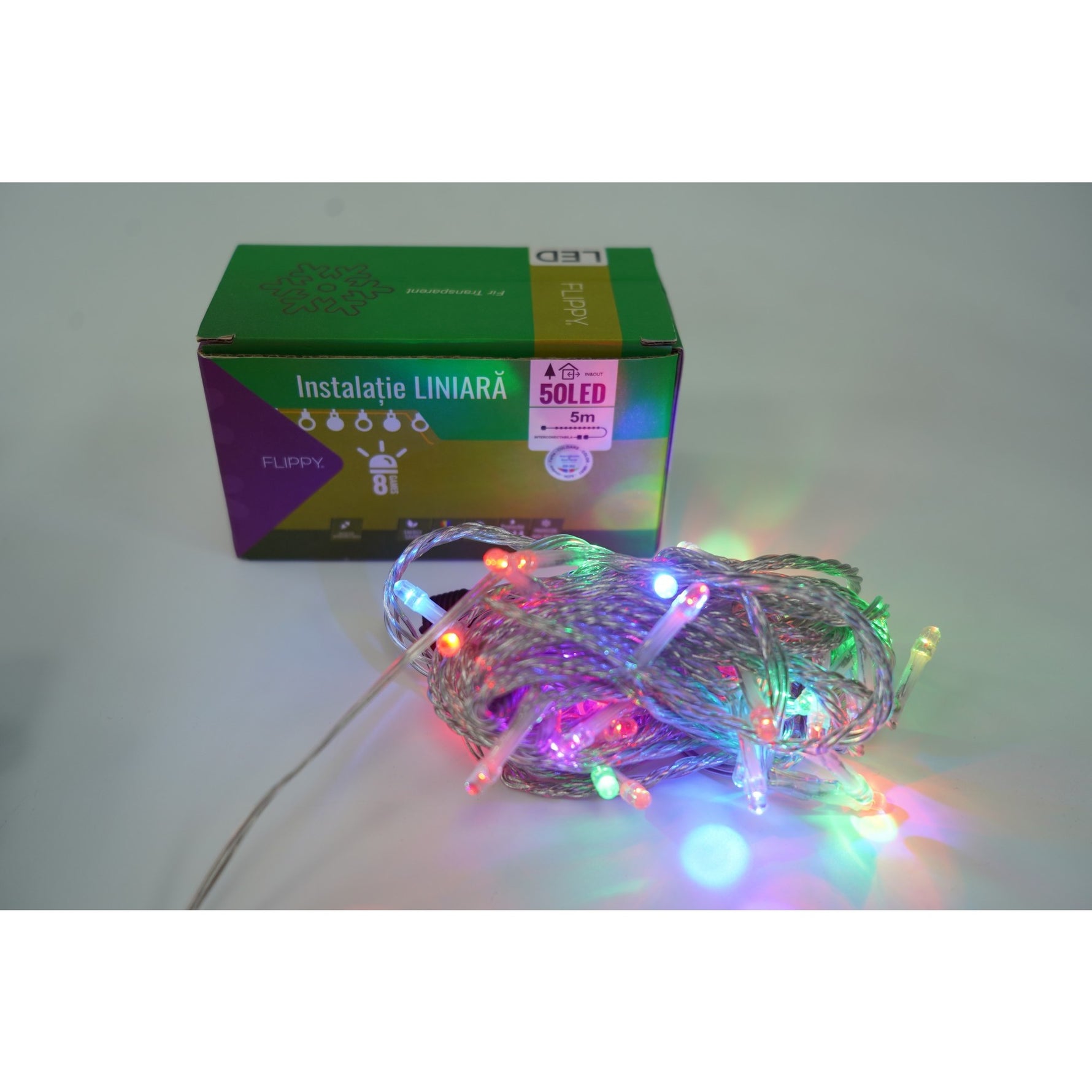 Instalatie Craciun, 115 m, 1150 Led-uri ,Liniara, Rosu/Albastru/Rosu/Verde, Flash, Transformator, Interconectabila,