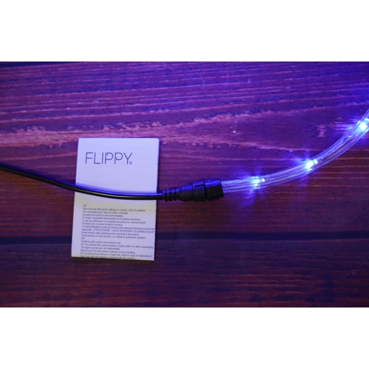 Instalatie Craciun, 12 m, 288 Led-uri, Furtun Luminos, Albastru, Transformator, 8 jocuri de lumini, Sectionabila, 220