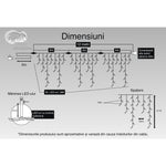 Instalatie Craciun, 12 m, 396 Led-uri ,Franjuri, Alb cald, Flash, Transformator cu telecomanda, Interconectabila,