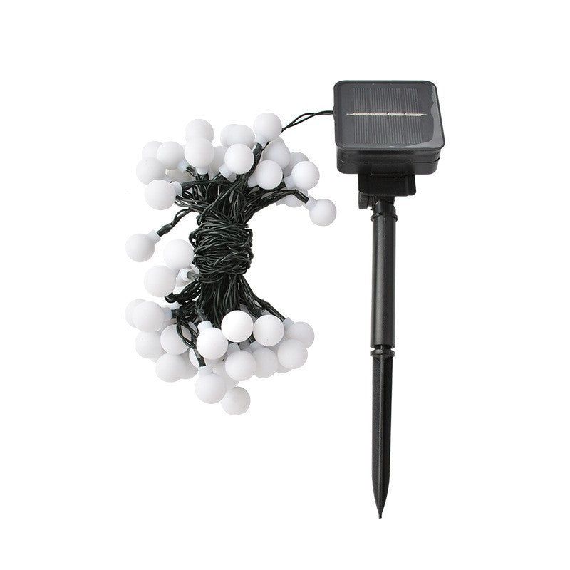 Instalatie Craciun, 12 metri, 100 de LED-uri cu ornament tip Bulb, 8 jocuri de lumini alb rece, cu energie solara,