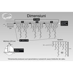 Instalatie Craciun, 15 m, 429 Led-uri ,Franjuri, Albastru, Flash, Transformator cu telecomanda, Interconectabila,