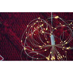Instalatie Craciun, 180 LED-uri, alb cald, telecomanda 8 functii, cu baterii, explozie fireworks, fir cupru,