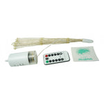Instalatie Craciun, 180 LED-uri, alb cald, telecomanda 8 functii, cu baterii, explozie fireworks, fir cupru,