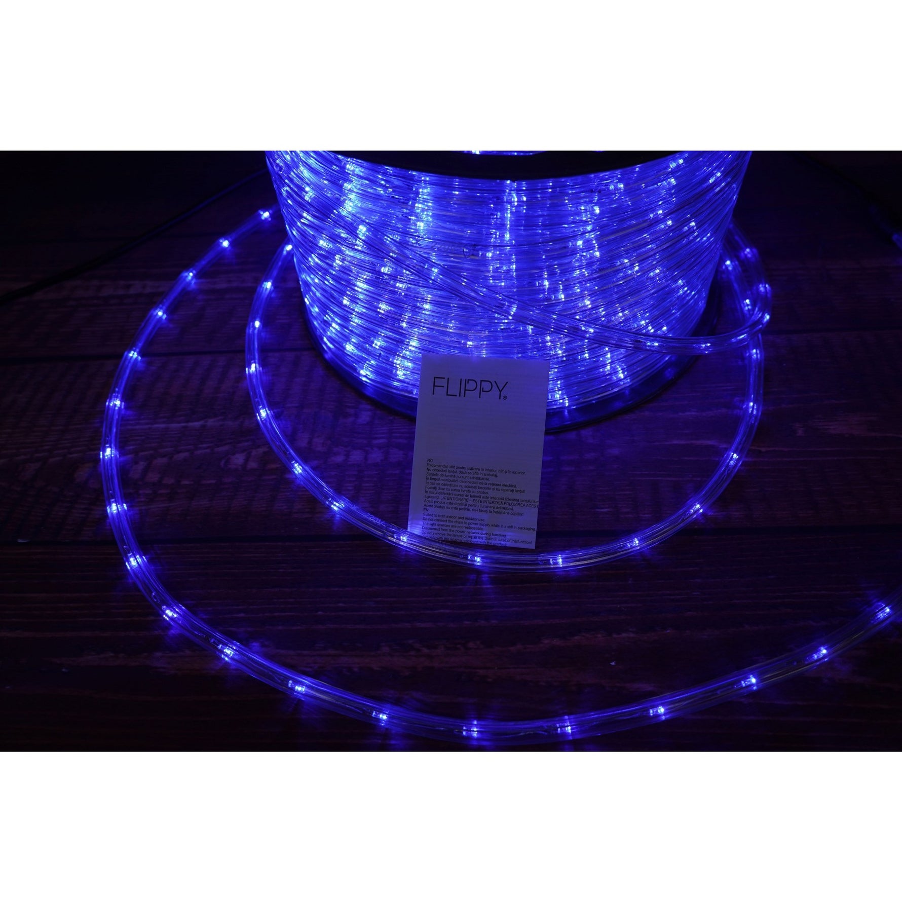 Instalatie Craciun, 20 m, 480 Led-uri, Furtun Luminos, Albastru, Transformator, 8 jocuri de lumini, Sectionabila, 220