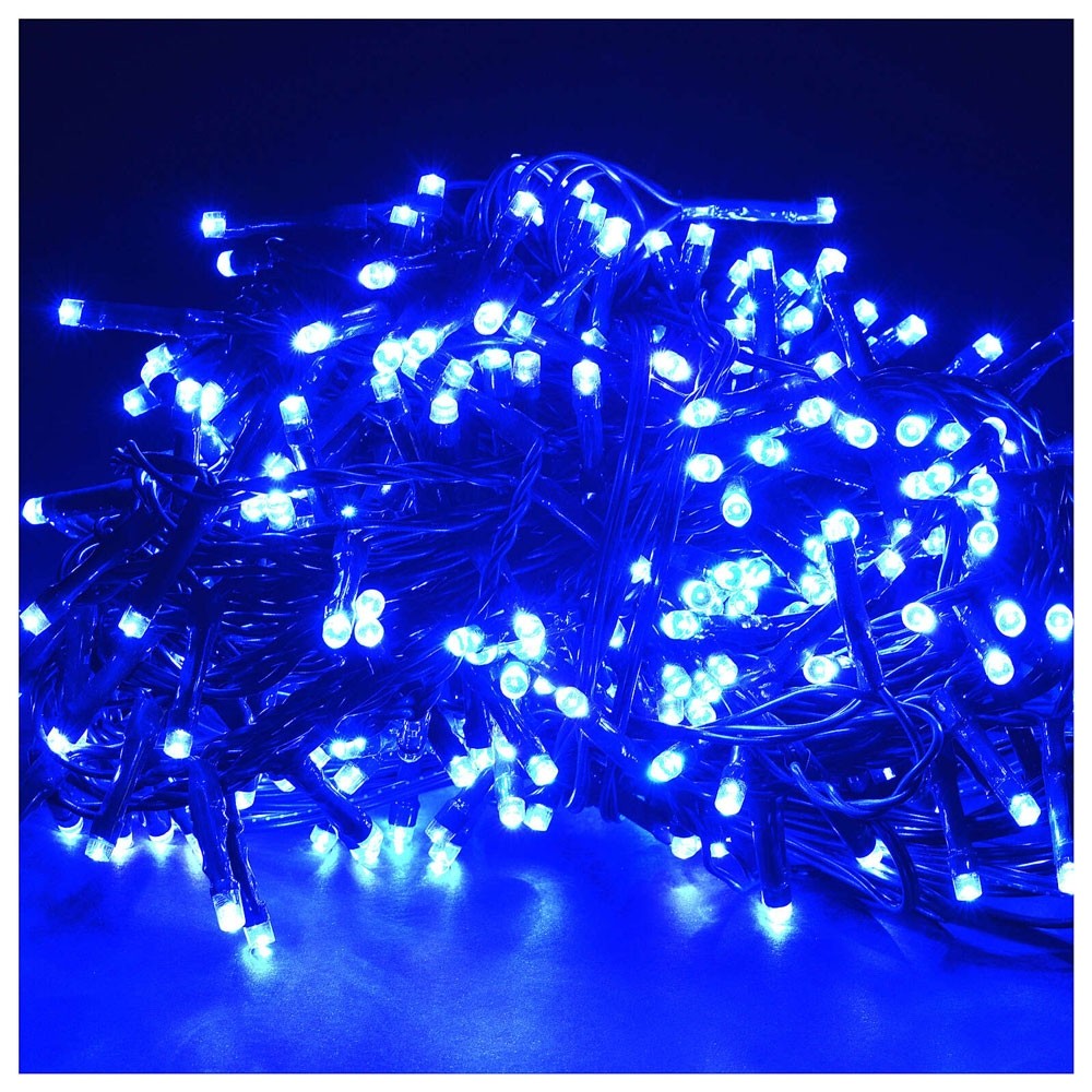 Instalatie Craciun, 20 m, 572 Led-uri ,Franjuri, Albastru, 8 jocuri de lumini, Transformator cu telecomanda,