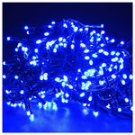 Instalatie Craciun, 20 m, 572 Led-uri ,Franjuri, Albastru, Flash, Transformator cu telecomanda, Interconectabila,