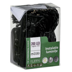 Instalatie Craciun, 20 metri, 200 de LED-uri, alb cald, cu energie solara, fir de cupru, liniar, interior/exterior,