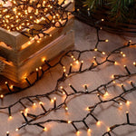 Instalatie Craciun, 20 metri, 200 de LED-uri, alb cald, cu energie solara, fir de cupru, liniar, interior/exterior,