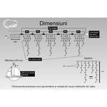 Instalatie Craciun, 22 m, 657 Led-uri ,Franjuri, Alb cald, Flash, Transformator cu telecomanda, Interconectabila,