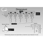 Instalatie Craciun, 23 m, 668 Led-uri ,Franjuri, Alb rece, 8 jocuri de lumini, Transformator cu telecomanda,