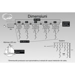 Instalatie Craciun, 25 m, 715 Led-uri ,Franjuri, Alb cald, Flash, Transformator cu telecomanda, Interconectabila,