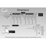 Instalatie Craciun, 25 m, 715 Led-uri ,Franjuri, Rosu / Verde/ Albastru, Flash, Transformator cu telecomanda,