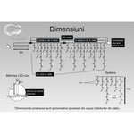 Instalatie Craciun, 28 m, 836 Led-uri ,Franjuri, Alb rece, Flash, Transformator cu telecomanda, Interconectabila,