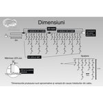 Instalatie Craciun, 29 m, 847 Led-uri ,Franjuri, Alb rece, Flash, Transformator cu telecomanda, Interconectabila,