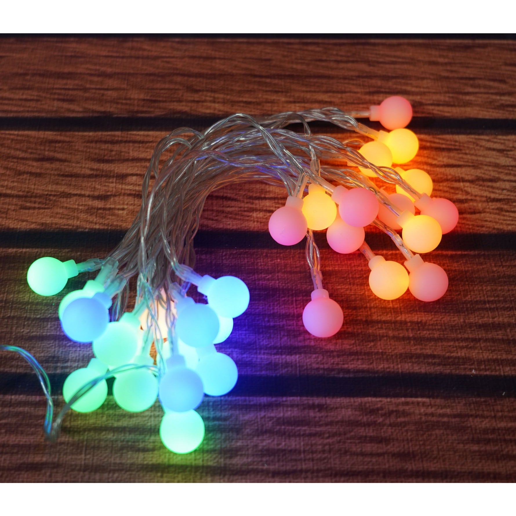 Instalatie Craciun, 3.5 m, 30 de LED-uri, multicolor RGB, model cu bilute, liniara, cu baterie, interior/exterior,