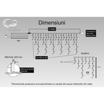 Instalatie Craciun, 3 m, 96 Led-uri ,Franjuri, Alb rece, Flash, Transformator cu telecomanda, Interconectabila,