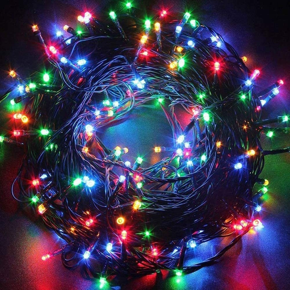 Instalatie Craciun, 30 m, 858 Led-uri ,Franjuri, Multicolor, Flash, Transformator cu telecomanda, Interconectabila,