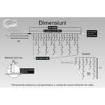 Instalatie Craciun, 30 m, 858 Led-uri ,Franjuri, Multicolor, Flash, Transformator, Interconectabila, Prelungitor 5 m