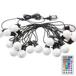 Instalatie Craciun, 5 metri, 15 Becuri LED rotunde, pentru exterior cu incarcare la sursa de curent si telecomanda cu 8
