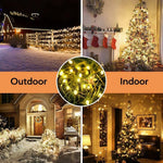 Instalatie Craciun, 32 metri, 300 de LED-uri, Alb Cald, cu energie solara, fir de cupru, liniar, interior/exterior,