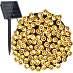 Instalatie Craciun, 32 metri, 300 de LED-uri, Alb Cald, cu energie solara, fir de cupru, liniar, interior/exterior,