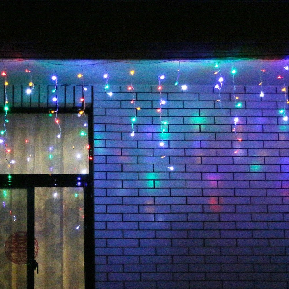 Instalatie Craciun, 35 m, 1001 Led-uri ,Franjuri, Rosu / Verde/ Albastru, Flash, Transformator, Interconectabila,