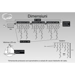 Instalatie Craciun, 37 m, 1086 Led-uri ,Franjuri, Alb cald, Flash, Transformator cu telecomanda, Interconectabila,