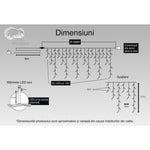 Instalatie Craciun, 4 m, 132 Led-uri ,Franjuri, Alb rece, Flash, Transformator cu telecomanda, Interconectabila,