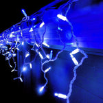 Instalatie Craciun, 40 m, 1144 Led-uri ,Franjuri, Albastru, Flash, Transformator, Interconectabila, Prelungitor 5 m