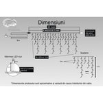 Instalatie Craciun, 40 m, 1144 Led-uri ,Franjuri, Rosu / Verde/ Albastru, Flash, Transformator cu telecomanda,