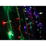 Instalatie Craciun, 5 m, 143 Led-uri ,Franjuri, Rosu / Verde/ Albastru, Flash, Transformator, Interconectabila,
