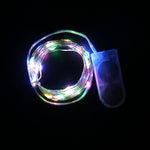 Instalatie Craciun, 5 metri, 50 LED-uri, Multicolor, cu baterii CR 2032 incluse, fir cupru, liniar, interior/exterior,