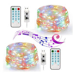 Instalatie Craciun, 5 metri, 50 LED-uri, multicolor RGB, sincronizare muzica, telecomanda 12 de functii, USB, fir